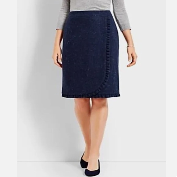 Talbots Blue Donegal Tweed Shetland Ruffle Wrap Skirt. Size: 10 - Picture 1 of 9